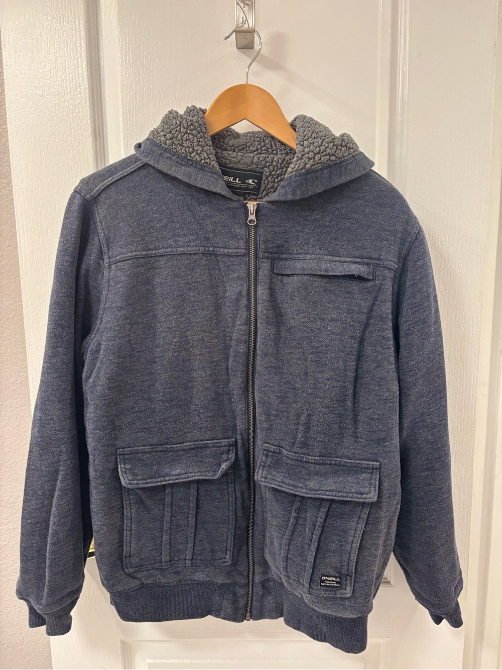 O'Neill Men's Blue Sherpa-Lined Zip Hoodie Jacket